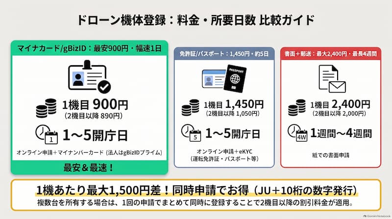 ドローン機体登録:料金・所有日数 比較ガイド