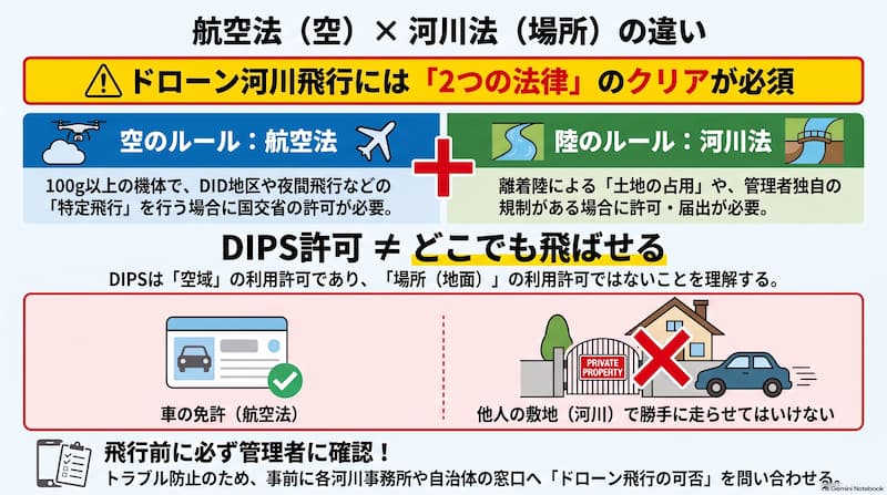 ドローン河川飛行の法規制解説