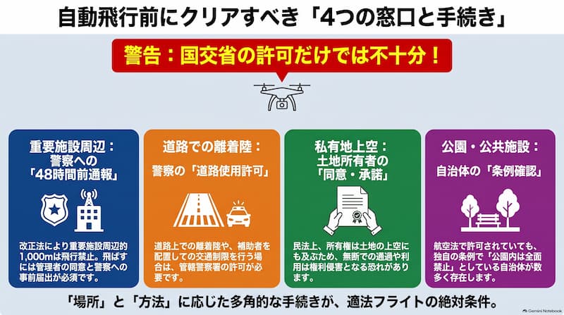 自動飛行前の4つの主要な手続き